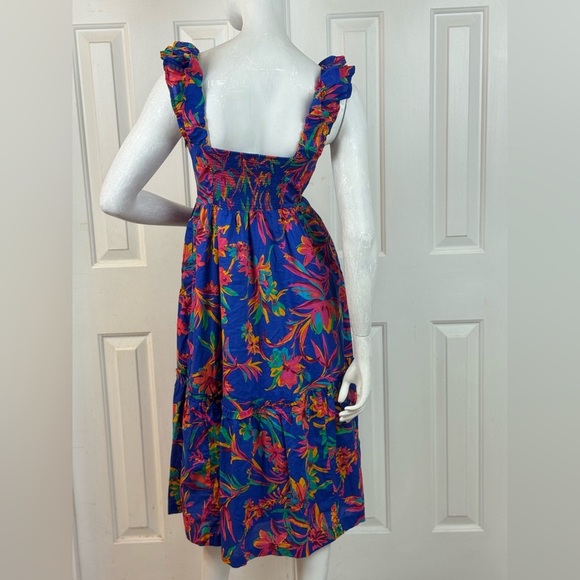 J. Crew Vibrant Floral Midi Dress With Side Pockets Size 00 - Picture 16 of 17